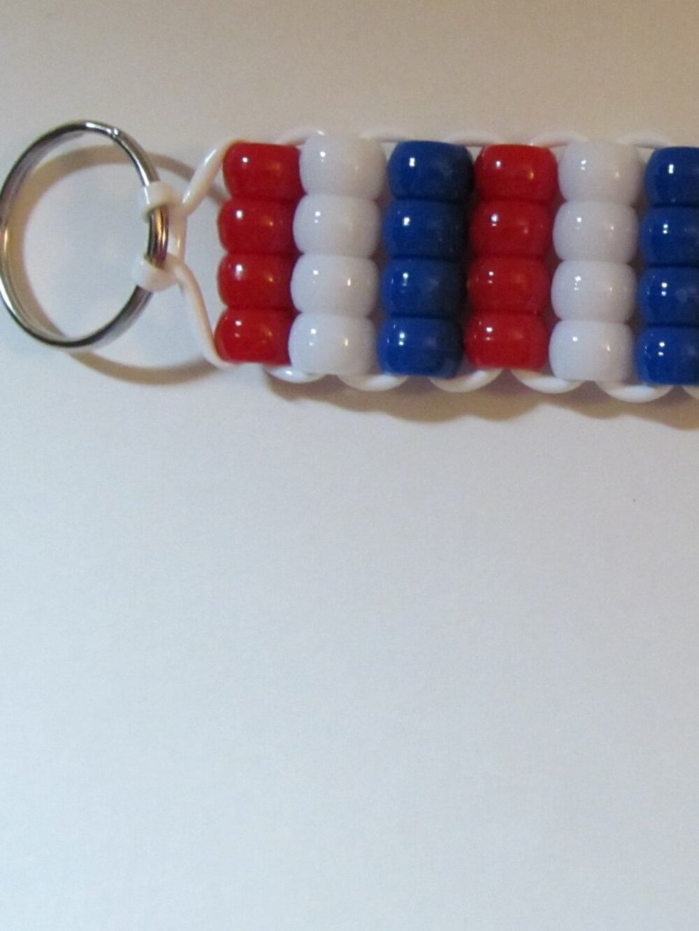 Pony Bead Red/White/Blue Keychain Item #7612026